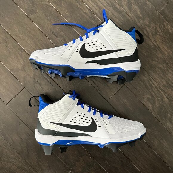Nike Alpha White & Blue Men's 10 Football Cleats NWOT - Picture 6 of 10